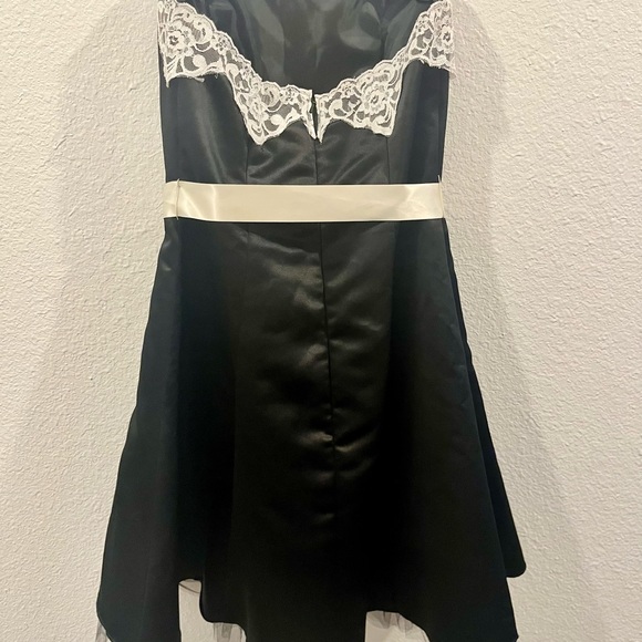 Gunne Sax Jessica McClintock formal black with white lace dress 7/8 vintage - Picture 5 of 11